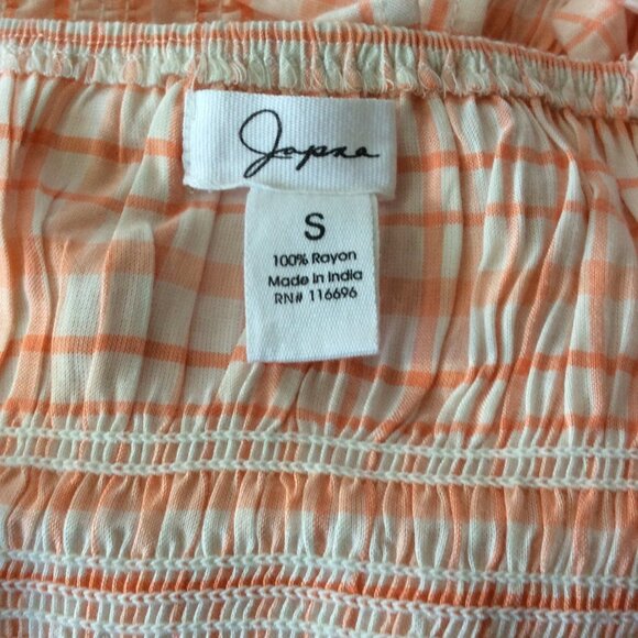 Japna Orange and White Plaid Crop Top with Midriff Elastic Size Small - Picture 5 of 8